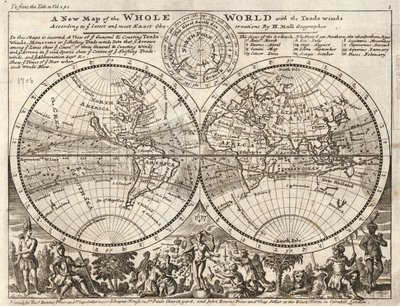 Una nuova mappa del mondo intero con gli alisei secondo le ultime e più precise osservazioni LOC 2017585657 da Herman Moll