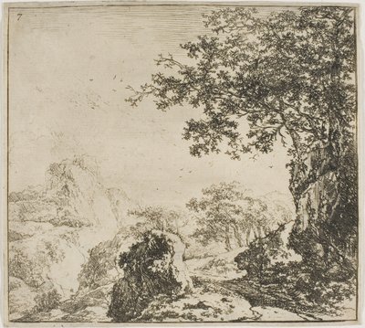 Paesaggio montuoso con strada, dalla serie Set di paesaggi da Herman Naijwincx