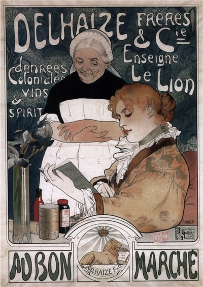 Poster pubblicitario per i biscotti Delhaize Frères & Cie da Herman Richir