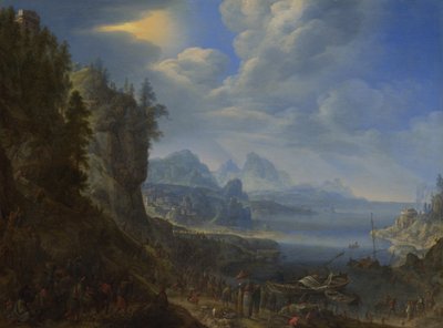 Cristo che insegna dalla barca di San Pietro sul Lago di Gennesaret da Herman Saftleven