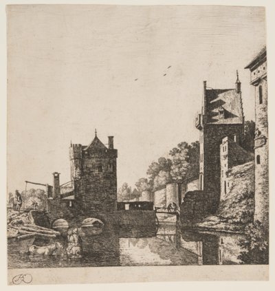 Il porto di Wittevrouwen a Utrecht da Herman Saftleven