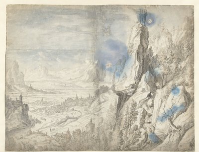 Ampio paesaggio con la tentazione di Cristo da Herman Saftleven