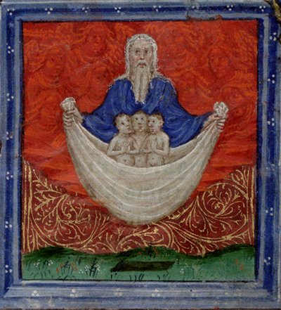 Dio Padre con tre anime, risuscitate dai morti Libro delle Ore, c.1410 da Herman Scheerre