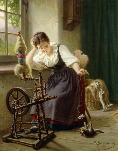 Giocando con il gatto da Herman Sondermann
