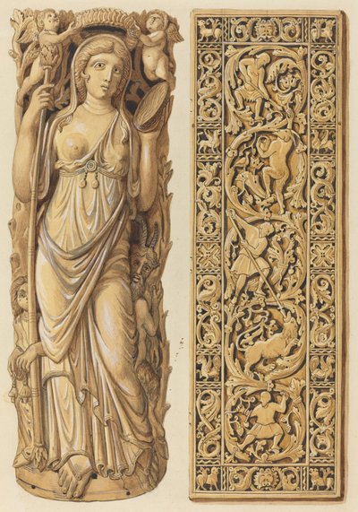 Rappresentazioni di una Scultura in Avorio di Arianna del VI Secolo e di una Placca in Avorio del IX Secolo da Herman Wilhelm Soltau