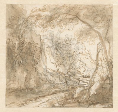 Paesaggio con strada tra gli alberi da Herman van Swanevelt (possibly)