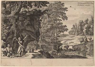 Elia nel deserto da Herman van Swanevelt