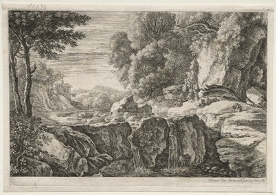 Quattro paesaggi: La piccola cascata da Herman van Swanevelt
