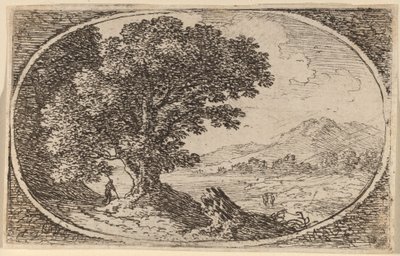 Sentiero a sinistra di un grande albero e un ceppo da Herman van Swanevelt