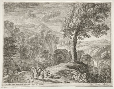 Il grande albero e la cascata da Herman van Swanevelt
