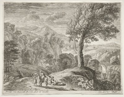 Il grande albero e la cascata da Herman van Swanevelt