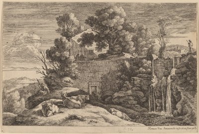 La filatrice e quattro mucche da Herman van Swanevelt