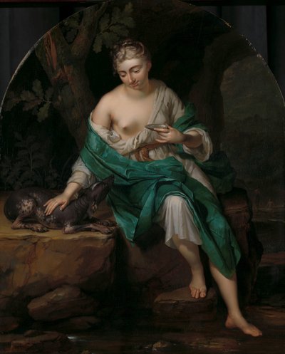 Figura allegorica di una donna con un cane da Herman van der Mijn