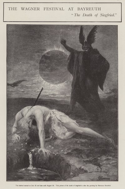 Il festival di Wagner a Bayreuth: la morte di Sigfrido da Hermann (after) Hendrich