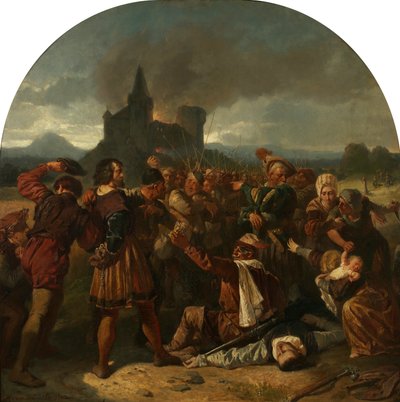 Episodio della guerra dei contadini tedeschi (Conte Helfenstein ai piedi del suo castello in fiamme, deriso dai contadini) da Hermann Eichler