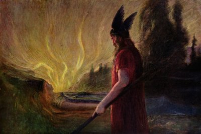 Mentre le fiamme si alzano, Odino se ne va, 1909 da Hermann Hendrich
