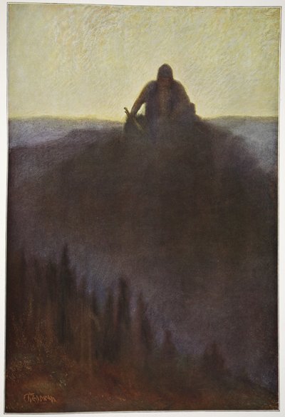 Wotan aspetta a Valhalla la fine con la sua lancia spezzata, 1906 da Hermann Hendrich