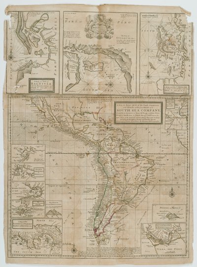 Una nuova e precisa mappa delle coste, dei paesi e delle isole entro i limiti della South Sea Company da Hermann Moll