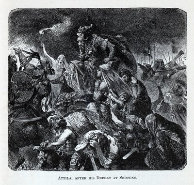 Attila dopo la sua sconfitta a Soissons da Hermann Vogel