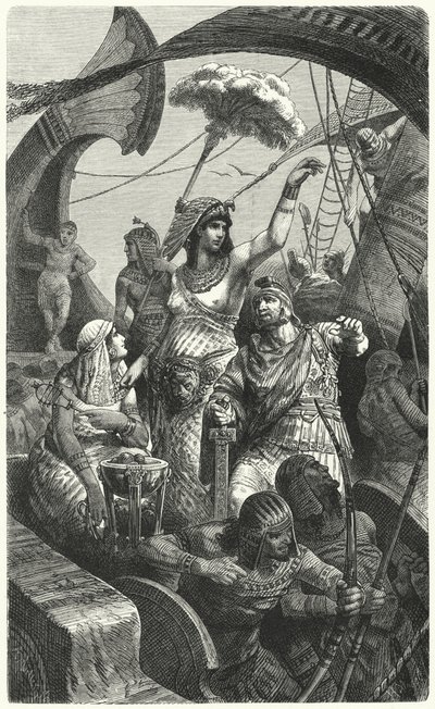 Cleopatra durante la battaglia di Azio, 31 a.C. da Hermann Vogel