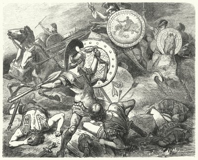 Epaminonda salva la vita di Pelopida nella battaglia di Mantinea, 385 a.C. da Hermann Vogel