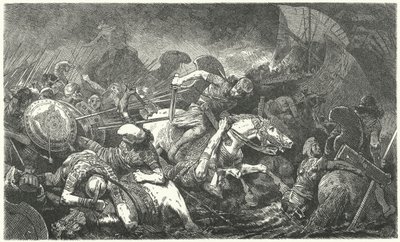 Fuga dei persiani dopo la battaglia di Maratona, 490 a.C. da Hermann Vogel