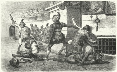 Gladiatori che combattono nell