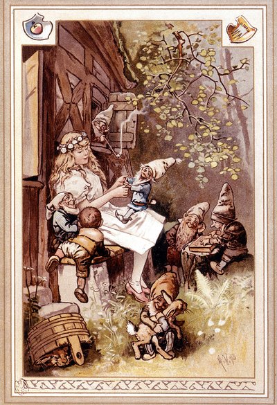 Biancaneve e i sette nani. Illustrazione di Hermann Vogel da Hermann Vogel