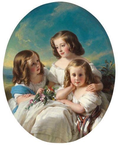 Tre giovani ragazze della famiglia Chateaubourg, 1850 da Hermann Winterhalter