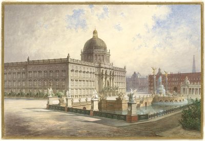 Il Berliner Stadtschloss. Vista della facciata del palazzo dal ponte del palazzo, 1886 da Hermann Ziller