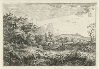 Paesaggio con pastore e donna da Hermanus Fock