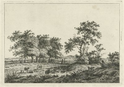 Paesaggio con disegnatore e cane da Hermanus Fock