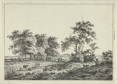 Paesaggio con disegnatore e cane da Hermanus Fock