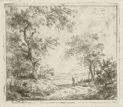 Paesaggio con disegnatore e passeggiatore da Hermanus Fock