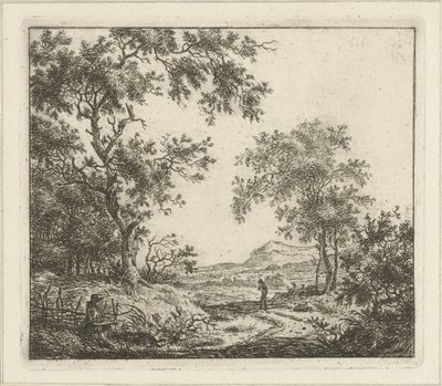 Paesaggio con disegnatore e passeggiatore da Hermanus Fock