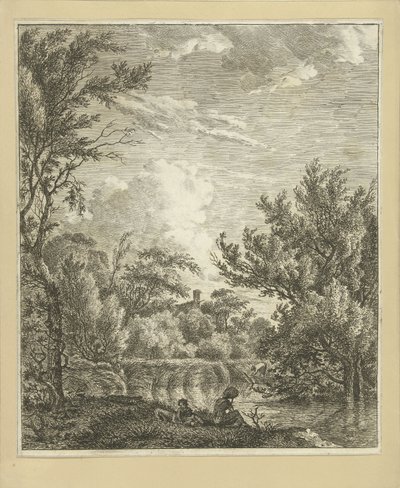 Paesaggio con donna sulla riva da Hermanus Fock