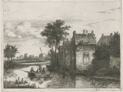 Barca con quattro passeggeri da Hermanus Jan Hendrik van Rijkelijkhuysen