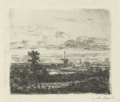 Paesaggio con un mulino da Hermanus Jan Hendrik van Rijkelijkhuysen