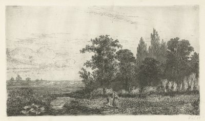 Uomo e donna vicino a un ruscello al margine del bosco da Hermanus Jan Hendrik van Rijkelijkhuysen