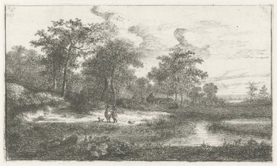 Due cacciatori presso uno stagno da Hermanus Jan Hendrik van Rijkelijkhuysen