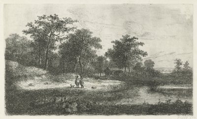 Due cacciatori presso uno stagno da Hermanus Jan Hendrik van Rijkelijkhuysen