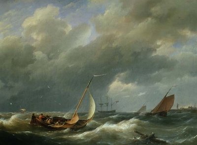 Navi al largo di un porto olandese da Hermanus Koekkoek