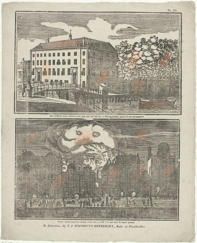 La prigione di Amsterdam e una casa sul canale in fiamme da Hermanus Numan