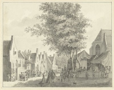 Mercato nel villaggio di Valkenburg da Hermanus Petrus Schouten