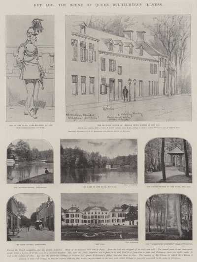 Het Loo, la scena della malattia della regina Guglielmina da Hermanus Willem Koekkoek