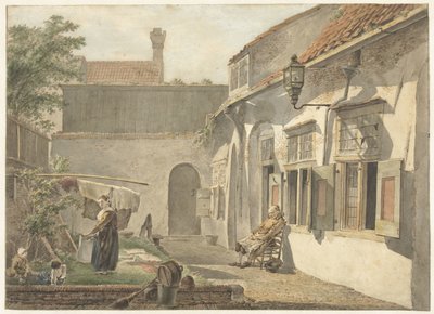 Cortile con figure a Utrecht da Hermanus van Brussel