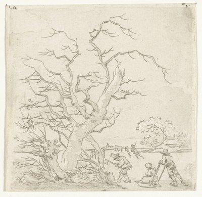 Paesaggio invernale con pattinatori e taglialegna da Hermanus van Brussel
