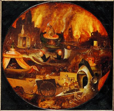 Inferno (pittura su legno di quercia) da Herri met de (c.1510-p.1550) Bles