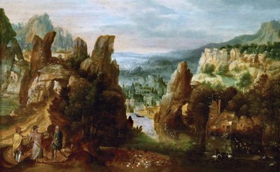 Paesaggio con la strada per Emmaus (ca 1535-1540) da Herri met de (c.1510 p.1550) Bles