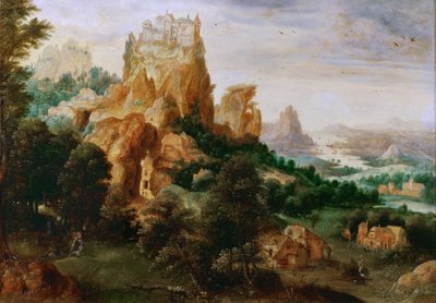 Paesaggio con la parabola del buon samaritano da Herri met de (c.1510 p.1550) Bles
